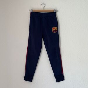 FC Barcelona Jogger Sweatpants Boys M Stretch Navy Blue Athletic Loungewear
